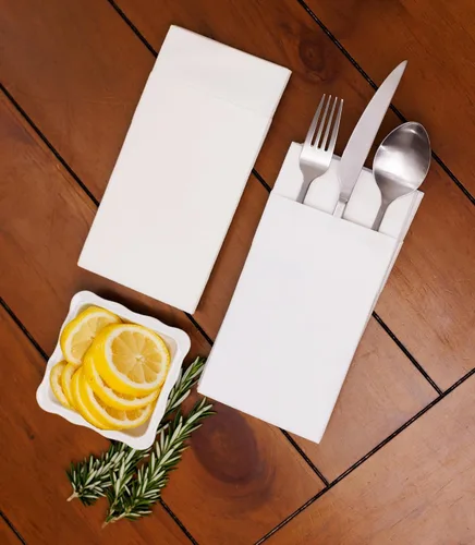 Miniatura 4 de Servilletas de bolsillo American Homesttead, paquete de 50 unidades, 15.75 x 15.75 pulgadas, papel de lino con tacto airlaid, plegadas con bolsillo