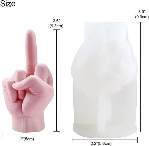 Miniatura 2 de Molde de silicona en forma de mano 3D para hacer velas, molde de vela de gestos, molde de fundición de resina en forma de dedo medio para hacer