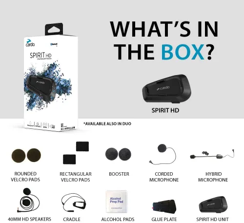 Miniatura 2 de Cardo Spirit HD - Auriculares de comunicación Bluetooth para motocicleta, color negro, paquete individual