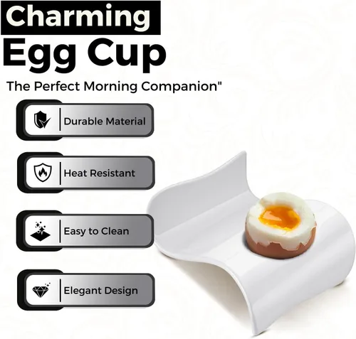 Miniatura 3 de Flexzion Taza de cerámica para huevos – 6 piezas de soporte duro para huevos duros y soporte para huevos hervidos suaves, taza de huevo blanco