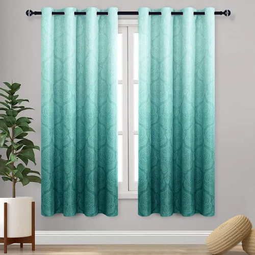 Miniatura 24 de DWCN - Cortinas blackout para dormitorio, diseño de damasco con aislamiento térmico y ojales, para sala de estar, juego de 2 paneles de cortina Gris