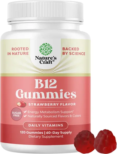 Miniatura 10 de Gomitas de vitamina B12 para adultos, vitamina B12 sin azúcar, 1000 mcg, gomas masticables para energía y apoyo del estado de ánimo, salud