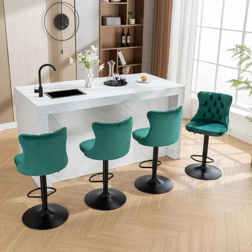 Miniatura 175 de Aoowow Juego de 2 taburetes de bar giratorios, taburetes de bar ajustables con respaldo de terciopelo copetudo, sillas de bar modernas tapizadas