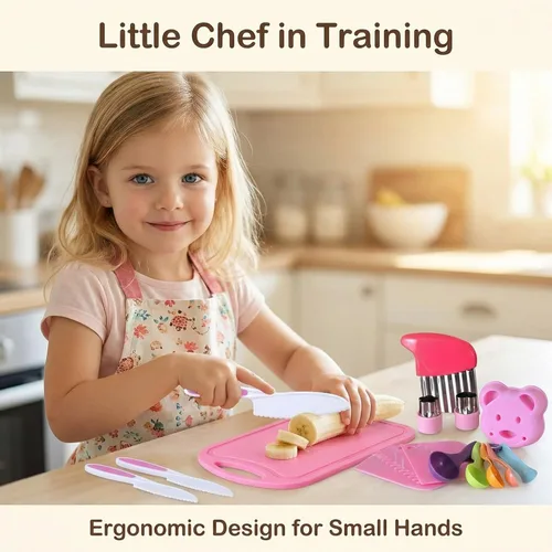 Miniatura 4 de Herramientas de cocina de 29 piezas - Juegos de cocina para niños reales - Juego de cuchillos para niños pequeños para cocina real, juguetes