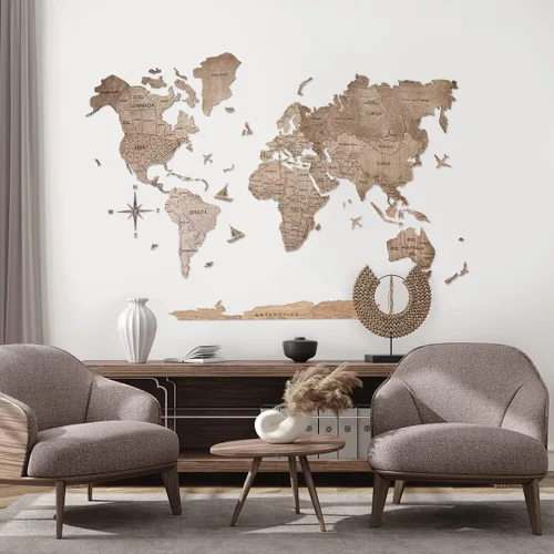 Miniatura 14 de ENJOY THE WOOD Mapa del Mundo de Madera 3D Arte de Pared Decoración de Pared Grande - Mapa de Viajes del Mundo - Idea de Regalo para Cualquier Terra