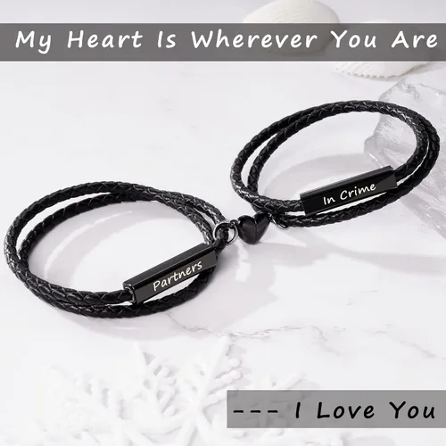 Miniatura 5 de Pulseras para parejas para mujeres, regalos para hombres, regalos de aniversario para novio, novia, a juego, grabado, promesa, joyería de Navidad