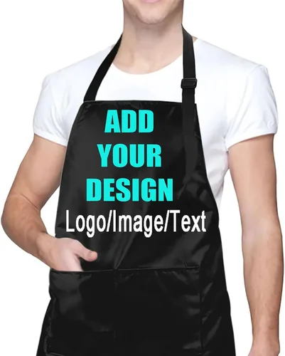 Miniatura 9 de Personalized Custom Aprons with Pockets for Women Men with Chef Name Text Logo Picture Kitchen Aprons