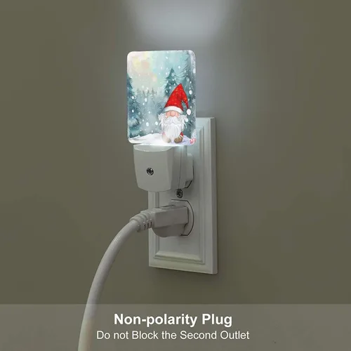 Miniatura 5 de Paquete de 2 luces LED de Navidad con gnomo de nieve, luces nocturnas de emergencia con sensor automático, juego de 2 para dormitorio, baño