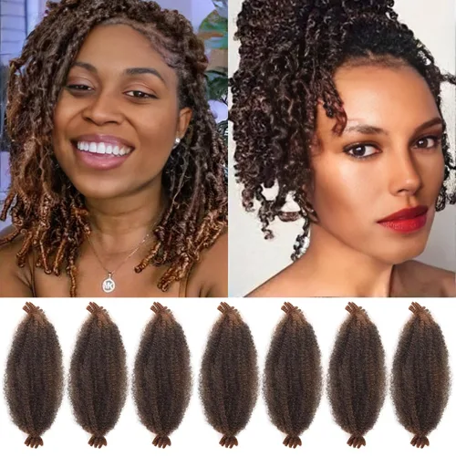 Miniatura 14 de 3 paquetes de cabello trenzado Marley Twist de 8 pulgadas, cabello afro twist elástico preseparado para rastas suaves de imitación, cabello