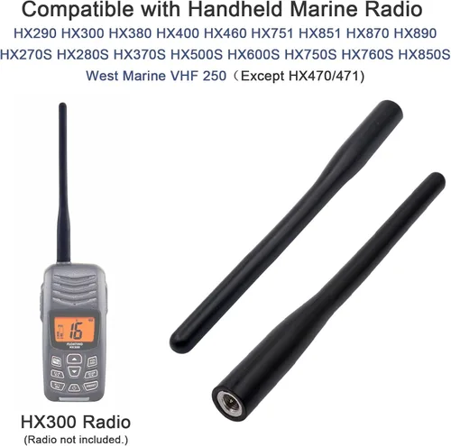 Miniatura 3 de Marine VHF - Antena de radio de mano SMA macho de goma compatible con HX270S HX280S HX290 HX300 HX370S HX400 HX460 HX500 HX850S HX851 HX870 HX890