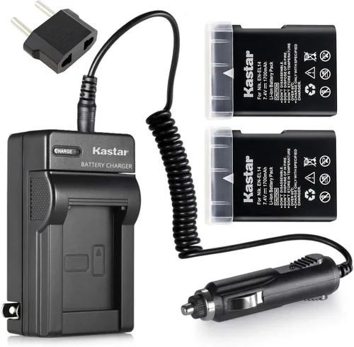 Kastar Batería EN-EL14 (paquete de 2) y cargador para ENEL14 EN-EL14a MH-24 y Coolpix P7000 P7100 P7700 P7800 D3100 DSLR D3200 DSLR D3300 DSLR D5100