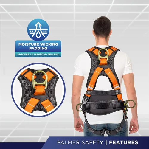 Miniatura 4 de Palmer Safety Hammerhead - Arnés de seguridad acolchado de 5 puntos, pecho QCB, correas de patas con hebilla de lengua, anillos en D traseros