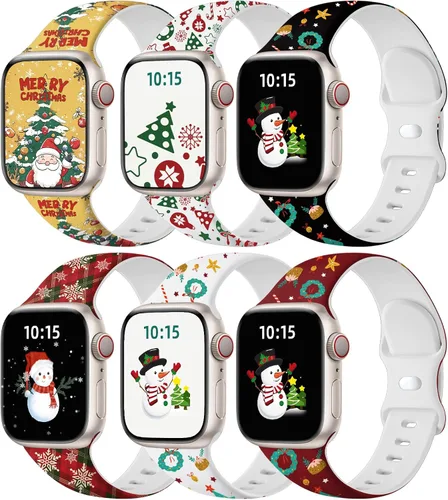 Miniatura 16 de Maledan Paquete de 6 correas compatibles con Apple Watch de 38mm 40mm 41mm 42mm 44mm 45mm 46mm 49mm, mujeres y hombres, correa deportiva de silicona