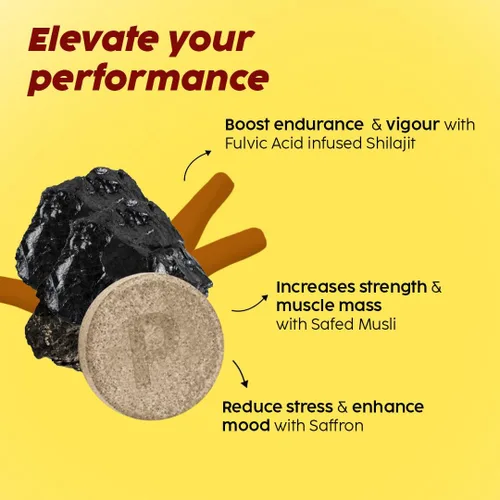 Miniatura 2 de Plix Pure Himalayan Shilajit - Tabletas efervescentes de 250 mg con musli seguro y azafrán, energía natural y apoyo de fuerza, sabor naranja, 120