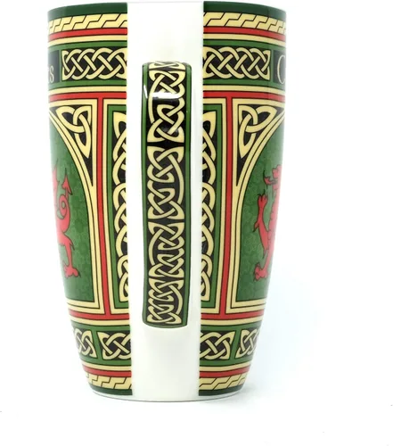 Miniatura 3 de Taza de café de porcelana de Gales - Taza de porcelana de dragón rojo galés con diseño de nudos celtas irlandeses, hecha de porcelana de hueso