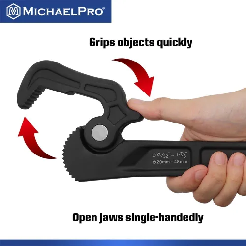 Miniatura 3 de MichaelPro Llave de tubo autoajustable, llave de 14 pulgadas multifunción ajustable, diámetro de sujeción de hasta 1-7/8 pulgadas (48mm), llave