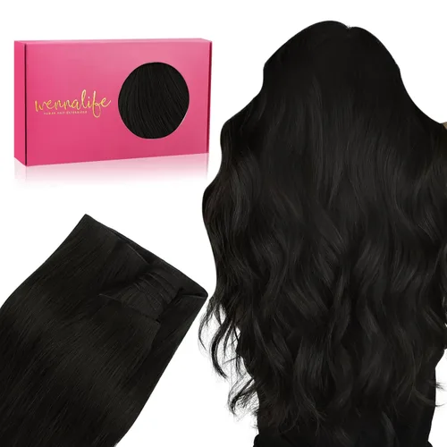 Miniatura 57 de WENNALIFE Extensiones de cabello humano real, 20 pulgadas, 3.53 onzas, color marrón chocolate, trama, cabello Remy atado a mano, extensiones