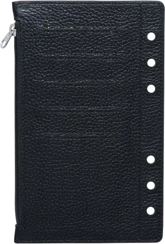Moterm Flyleaf con cremallera para organizador personal, con ranuras para tarjetas (péble-negro)