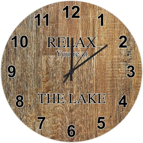 Miniatura 25 de UFunhome Reloj de pared de granja Lake Relax You're at The Lake Silent Non-Ticking Vintage Country reloj de grano de madera a pilas para el hogar