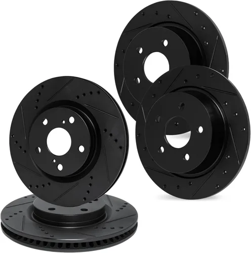 R1 Concepts Kit de rotor de freno trasero delantero | Rotores de freno, disco de freno | Perforado y ranurado|compatible con Mazda 6 2016-2019