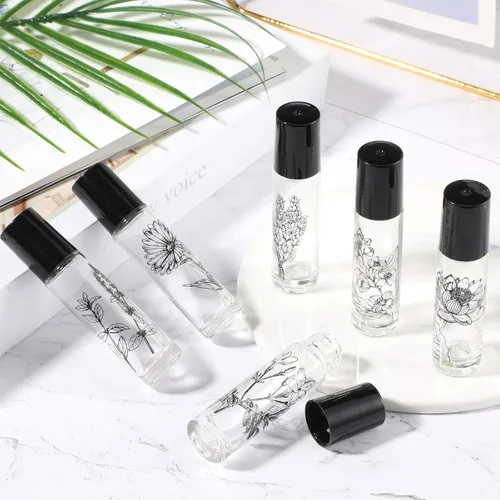 Miniatura 6 de Patelai Paquete de 10 botellas de aceite esencial con rodillo de 0.3 fl oz, botellas de vidrio vacías rellenables, contenedor de perfume con bolas