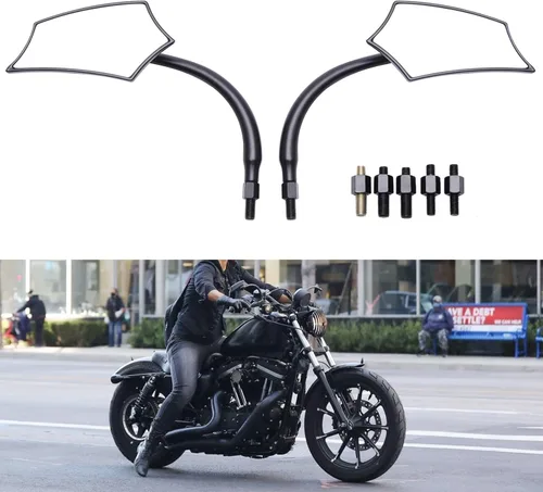 Miniatura 2 de Espejos Universales para Motocicleta, Espejo de Doble Toma con Rosca M8 M10 Compatible con Sportster 883, Bicicleta de Calle, Moto de Cross, Crucero