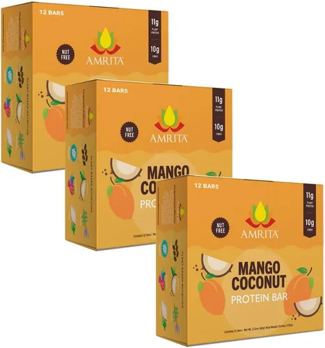 Miniatura 22 de Amrita Pack Variado Sin Frutos Secos de Barras de Proteína Veganas (Paquete de 12 x 3) Barra de Proteína a Base de Plantas de 11g a 12g Sin