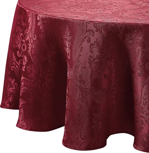 Elrene Home Fashions Caiden Elegance - Mantel de damasco impermeable, resistente a manchas y arrugas, 70" redondo, granate Arándano
