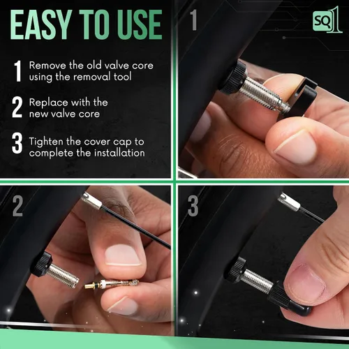 Miniatura 4 de Square1 Presta Kit de núcleo de válvula -10 núcleos de válvula Presta universalmente compatibles, 1 herramienta de extracción de núcleo de válvula