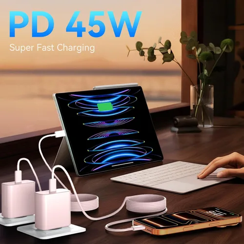 Miniatura 7 de Cargador para teléfono 17 16 Pro Max de carga rápida, bloque de carga USB C súper rápido de 45 W con cable de carga rápida extra largo de 10 pies