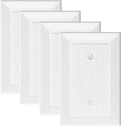 Placa decorativa moderna de pared, tapa de tomacorriente para cubrir enchufe, diseño vintage retro de veta de madera (ciego simple - paquete de 4,