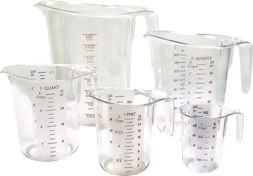 Winco Juego de tazas medidoras de 5 piezas, policarbonato, transparente