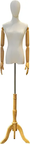 Miniatura 8 de Cuerpo de maniquí femenino con soporte de trípode de madera, altura ajustable de 47.2 a 82.6 pulgadas, forma de vestido de torso de costura
