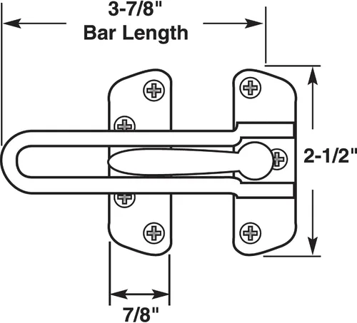 Miniatura 2 de Prime-Line U 9901 - Cerradura de barra oscilante para puertas batientes con bisagras, cerradura de seguridad secundaria para puerta y seguridad