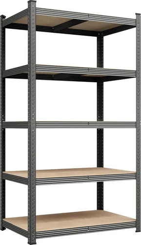 Miniatura 19 de Yaheetech Estantes de almacenamiento, estantería de metal ajustable resistente de 5 niveles, estante industrial para garaje, almacén, despensa, Plata