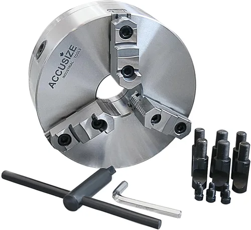 Miniatura 12 de Accusize Industrial Tools 6''/160mm 2-Piece Reversible Jaws 3-Jaw Chuck, D1-4, Direct Mount, 1.575'' Center Hole, 0559-0101