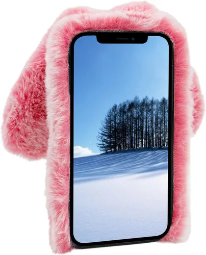 Miniatura 6 de Compatible con Motorola Moto G Power 2022 / G Pure 2021 - Funda protectora de felpa con orejas de conejo 3D con correa cruzada, hecha a mano