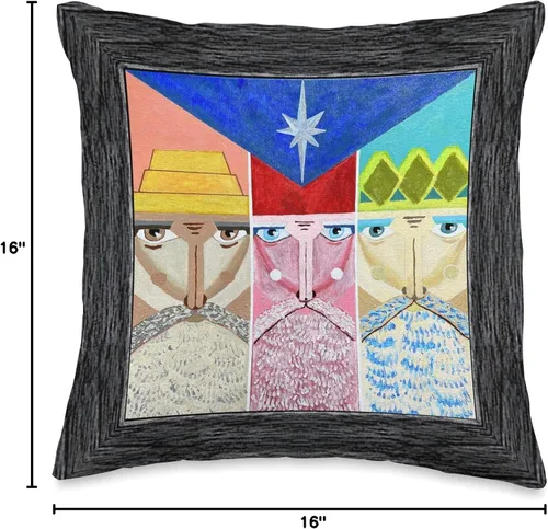 Miniatura 4 de Puerto Rico Christmas Nativity 3 Reyes Tres CC&TA Tres Reyes Wise Men Still Seek Him Puerto Rico Flag Boricua - Almohada de 16.0 x 16.0 in