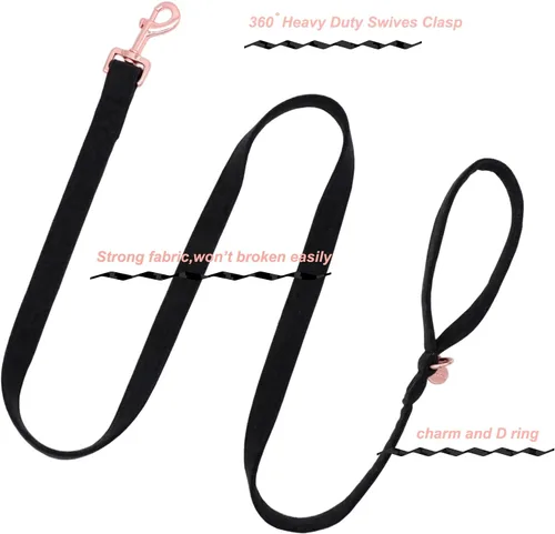 Miniatura 4 de DOGWONG Collar y correa de algodón para perro, collar para mascotas, suave, duradero, básico, para perros pequeños, medianos y grandes Negro
