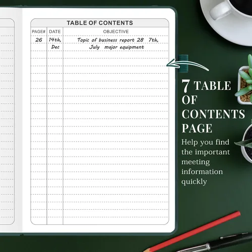 Miniatura 3 de JUBTIC Cuaderno de reuniones para el trabajo con artículos de acción, planificador de proyectos de cuero, cuaderno de notas de reuniones