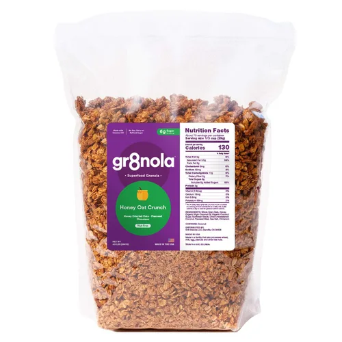 Miniatura 11 de gr8nola The Original - Cereal de granola saludable y bajo en azúcar, fabricado con superalimentos, almendras enteras, miel, canela y linaza, sin
