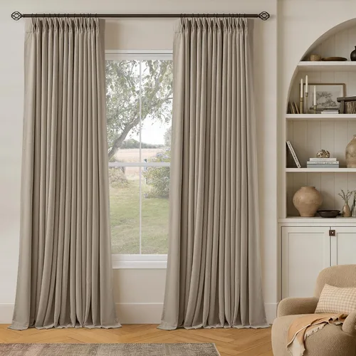 Miniatura 103 de Juego de 2 paneles de cortinas plisadas negras de 80 pulgadas para sala de estar, cortinas plisadas de lino con forro de 80 pulgadas de largo, 100%