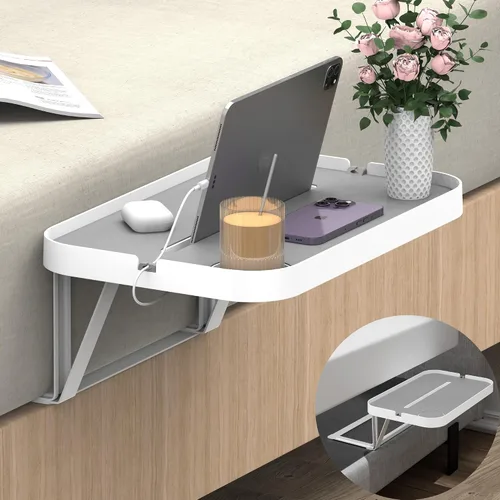 Miniatura 12 de KIWIFOTOS - Estante de mesita de noche elevada para mesa bajo el colchón para cama de muelles, plataforma de cama, mesita de noche, organizador