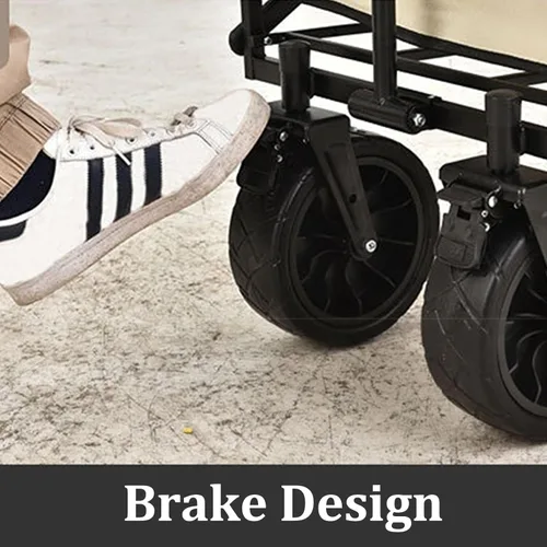 Miniatura 6 de Bgarden Carts,Beige Collapsible Wagon,Sports Outdoor Utility Wagon Folding Garden Wagon Sports Steel Frame Foldable Yard Car Camping Cart with Side