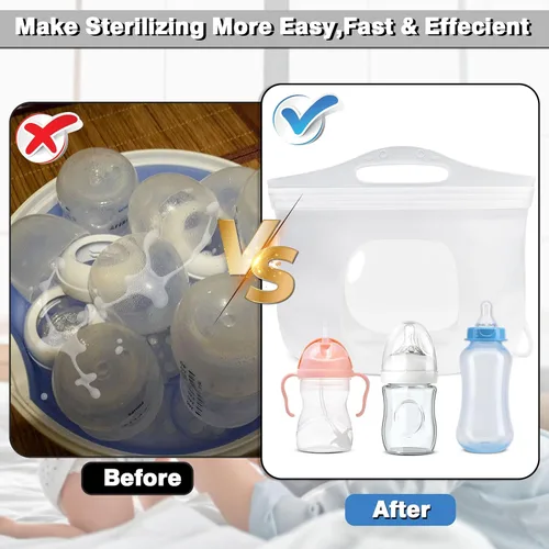 Miniatura 5 de Bolsa esterilizadora de vapor de silicona de 2L para biberones, bolsa esterilizadora reutilizable para accesorios de sacaleche, chupetes