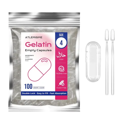 Cápsulas vacías de gelatina tamaño 4 – (100 unidades) cápsulas vacías muy pequeñas ideales para rellenar tú mismo, cápsulas de gel con 2 cucharas de