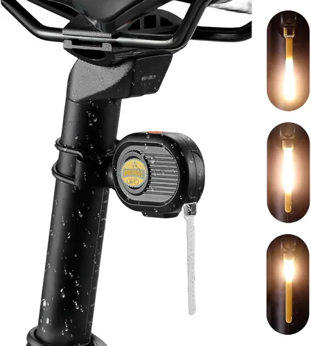 Miniatura 10 de Luz trasera LED para bicicleta, luz de ciclismo de meteoritos - Múltiples modos, recargable por USB, impermeable, adecuada para la mayoría de postes