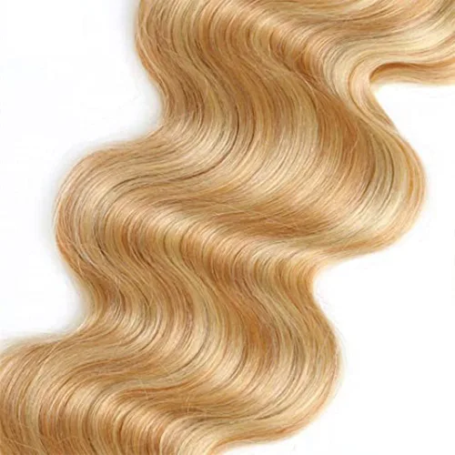 Miniatura 4 de Mechones resaltados P27/613, ondas corporales, rubio, 3 mechones de cabello humano brasileño sin procesar, virgen, extensiones de cabello