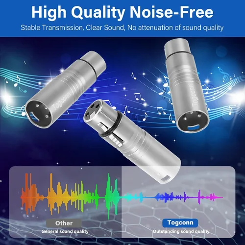 Miniatura 4 de Adaptador de micrófono XLR 2 unidades, 3 pines XLR macho a hembra, convertidor de conector de extensión de audio para altavoz, mezcladores,