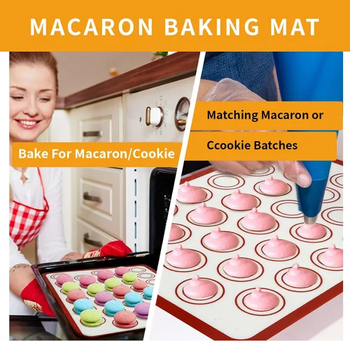 Miniatura 3 de Juego de alfombrillas de silicona para hornear, tapete de masa con tapete para hornear macarrón, cortador de pastelería, tapete de pastelería seguro